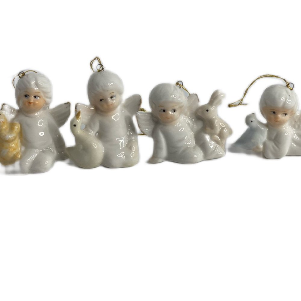 Vintage Porcelain Angel Ornaments Bunny Bird Duck Bear